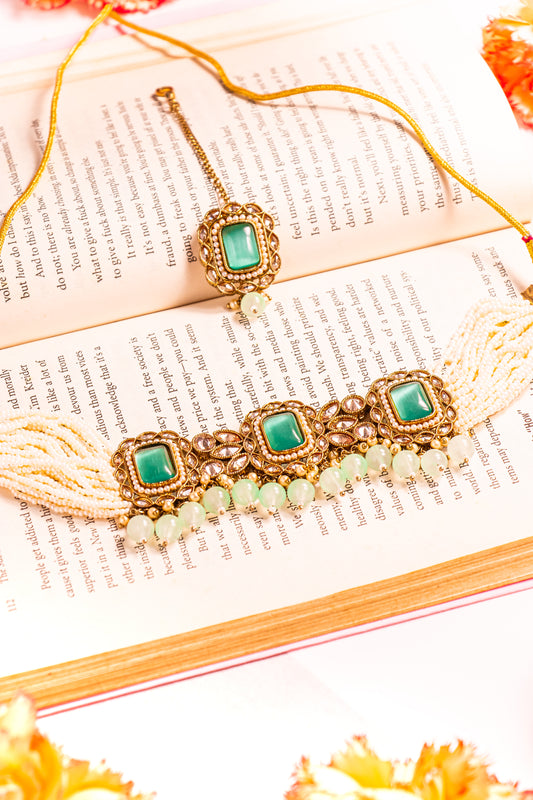 Lotus Radiant Polki Choker Necklace Set