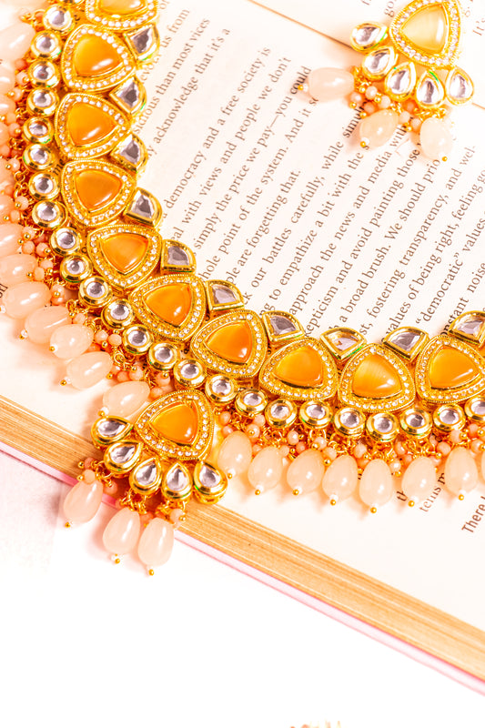 Jahan's Heritage Pink Kundan Necklace Set