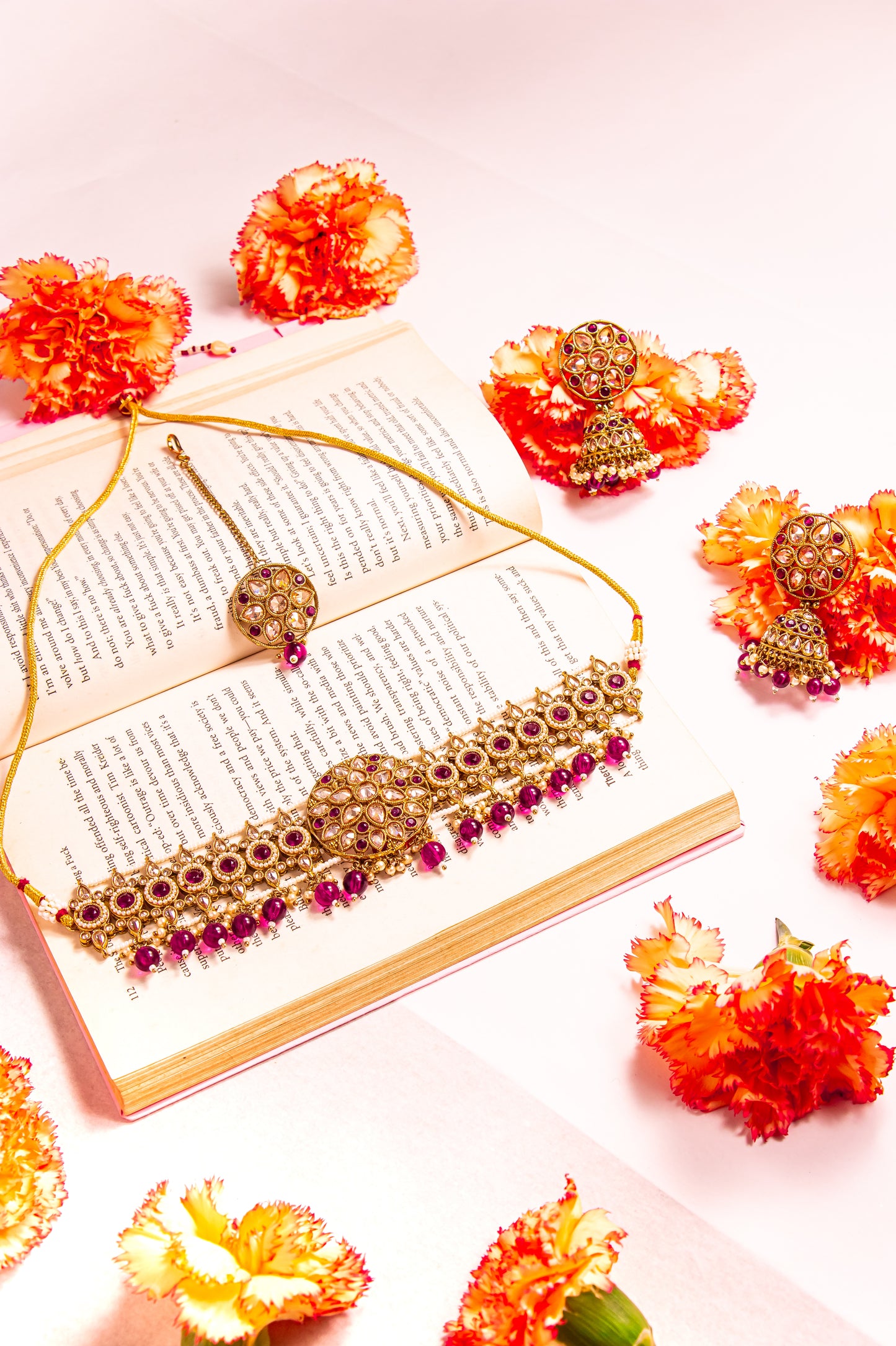 Padmini Polki Purple Choker Necklace Set