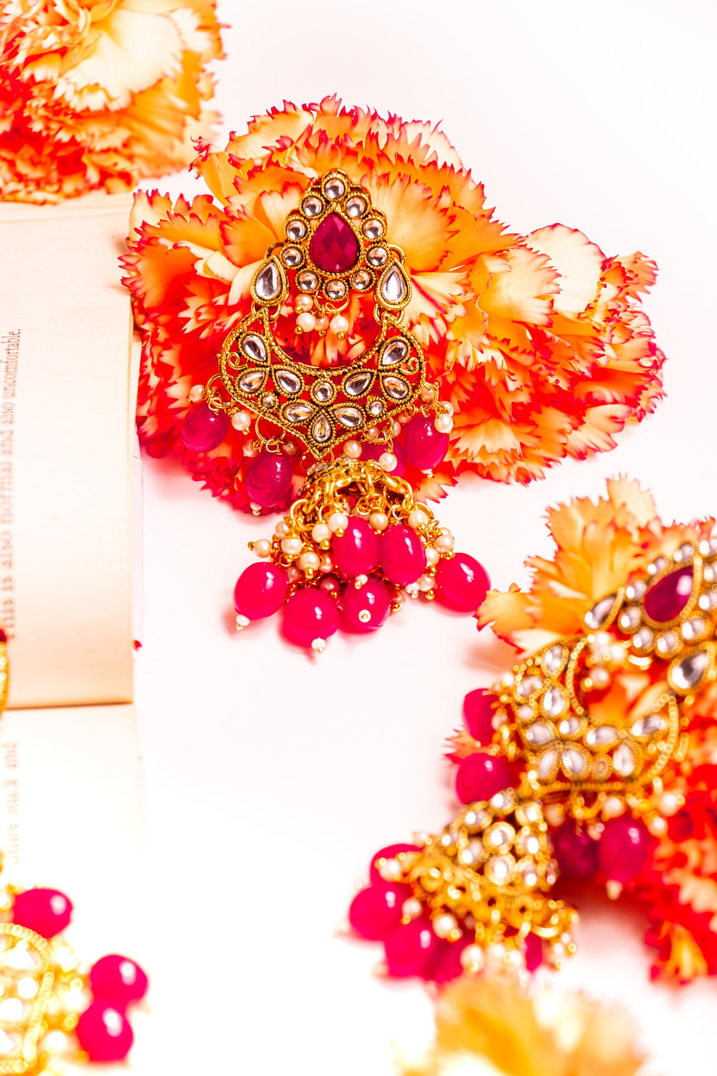Noor's Aura Red Kundan Necklace Set