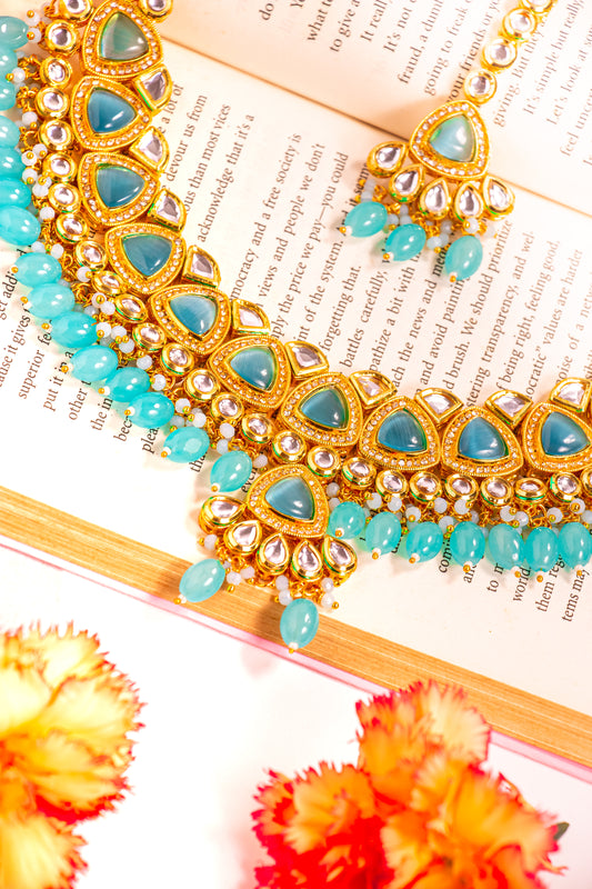 Jahan's Reflection Blue Kundan Necklace Set