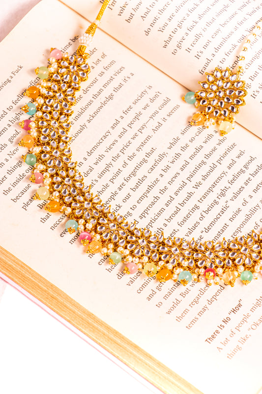 Jahan's Heart Multicolour Kundan Necklace Set