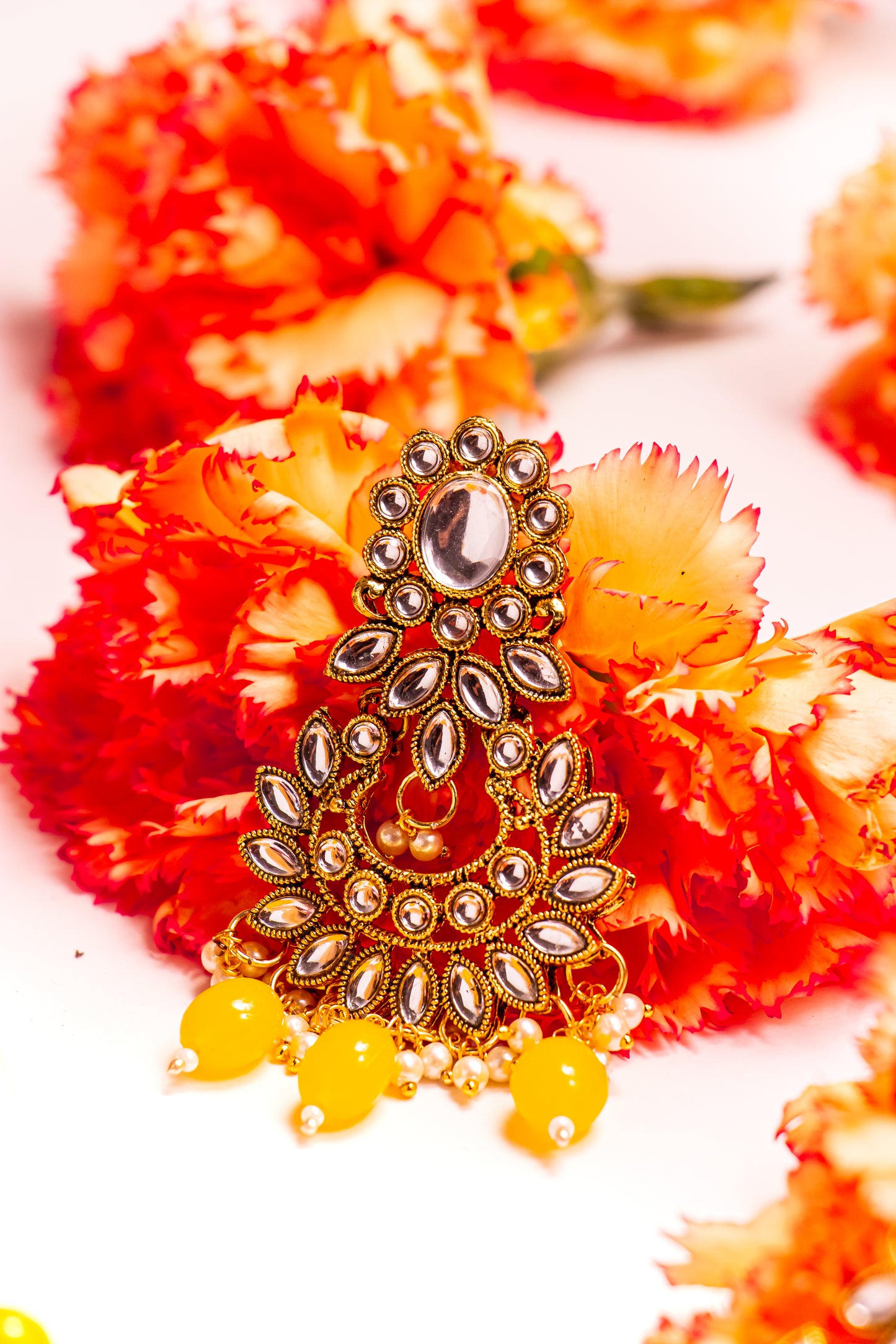 Noor's Journey  Yellow Kundan Necklace Set