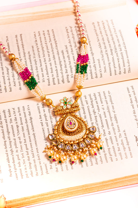 Majestic Padma Kundan Long Necklace Set