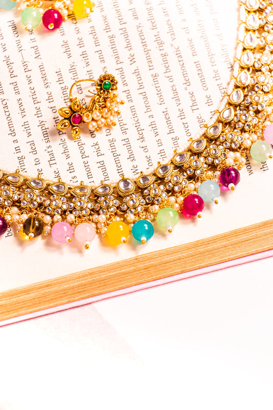 Jahan's Mirage Multicolour Kundan Necklace Set