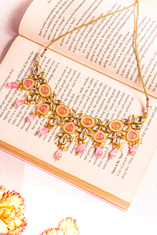 Noor's Vision Pink Kundan Necklace Set