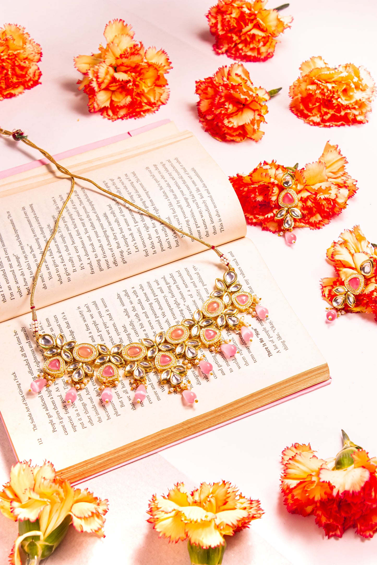 Noor's Vision Pink Kundan Necklace Set