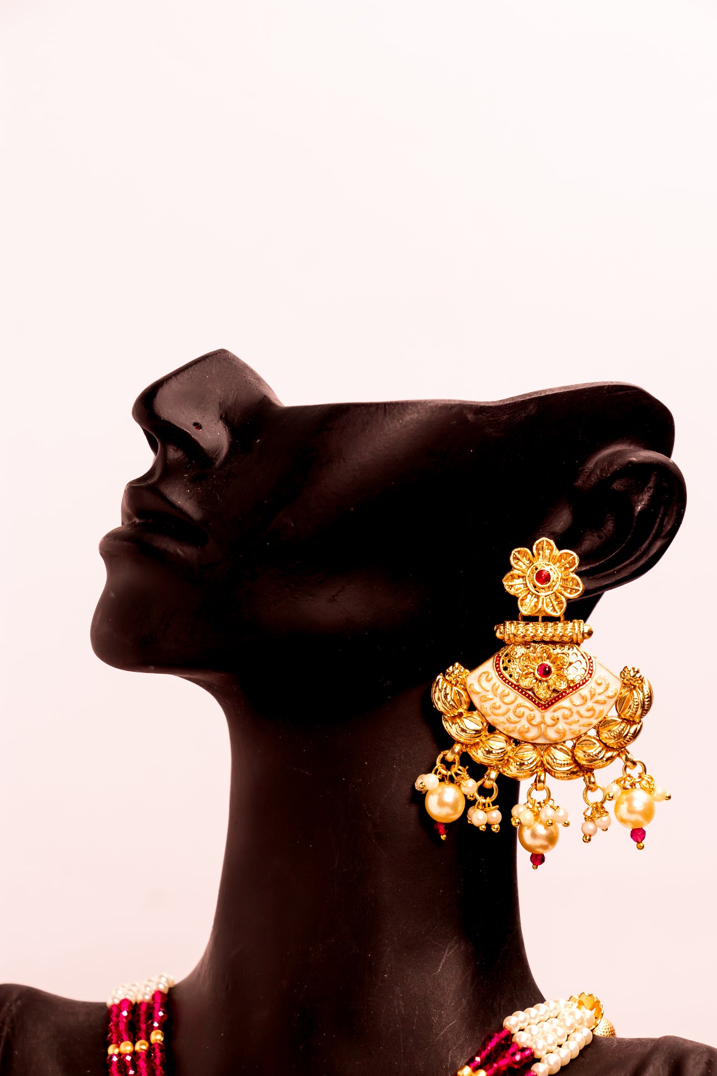 Divine Lotus Polki Long Necklace Set