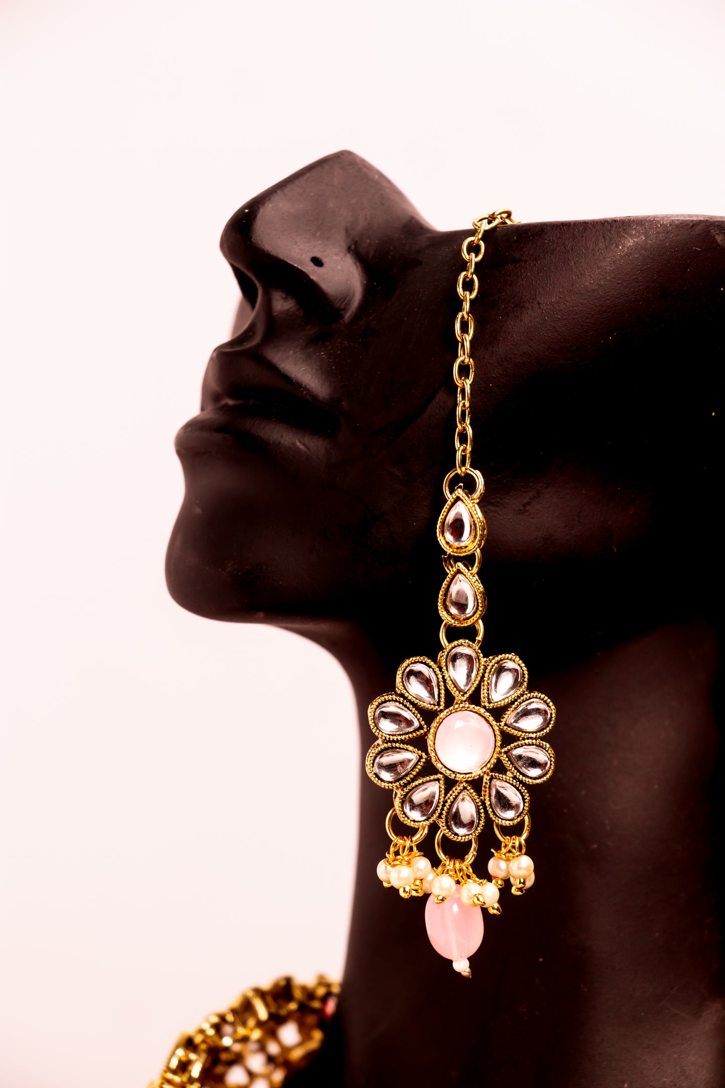 Noor's Cascade Pink Kundan Necklace Set