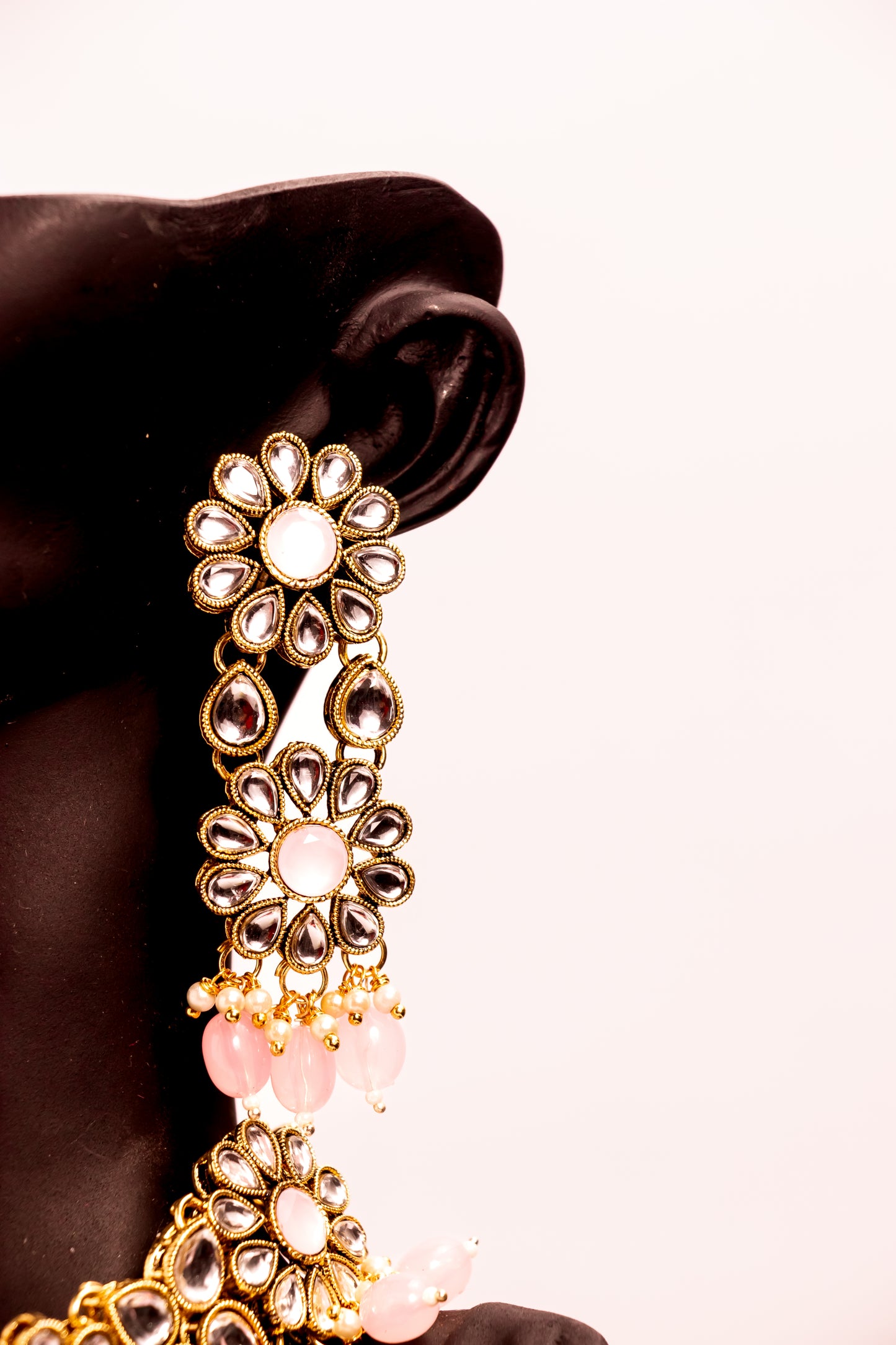 Noor's Cascade Pink Kundan Necklace Set