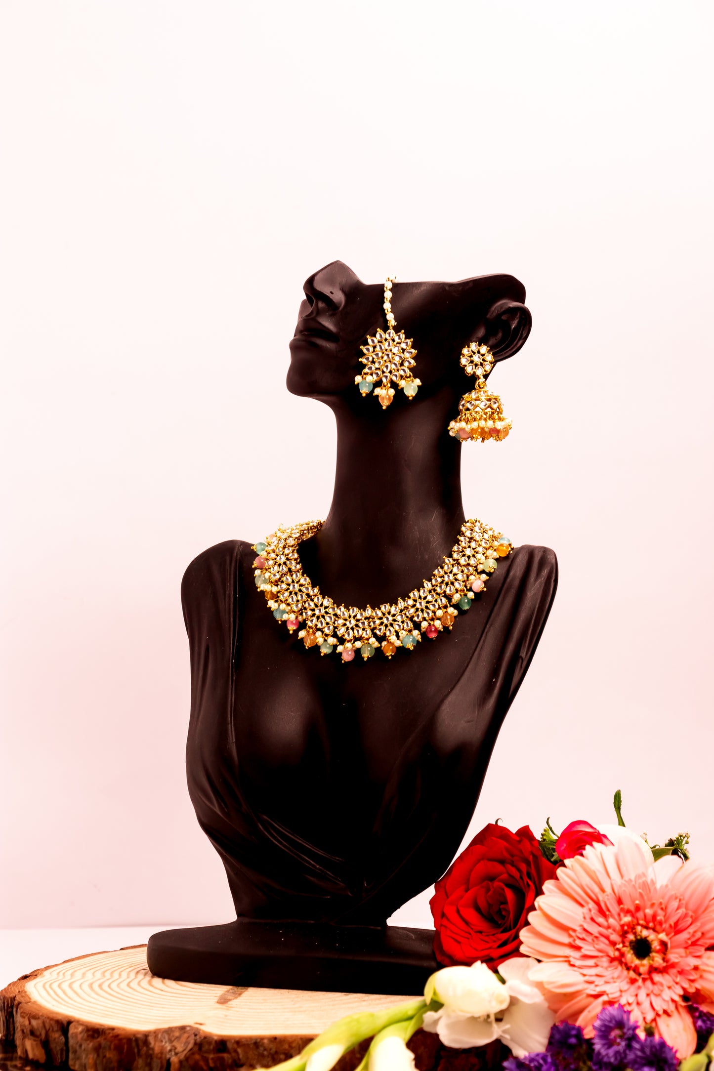 Jahan's Heart Multicolour Kundan Necklace Set