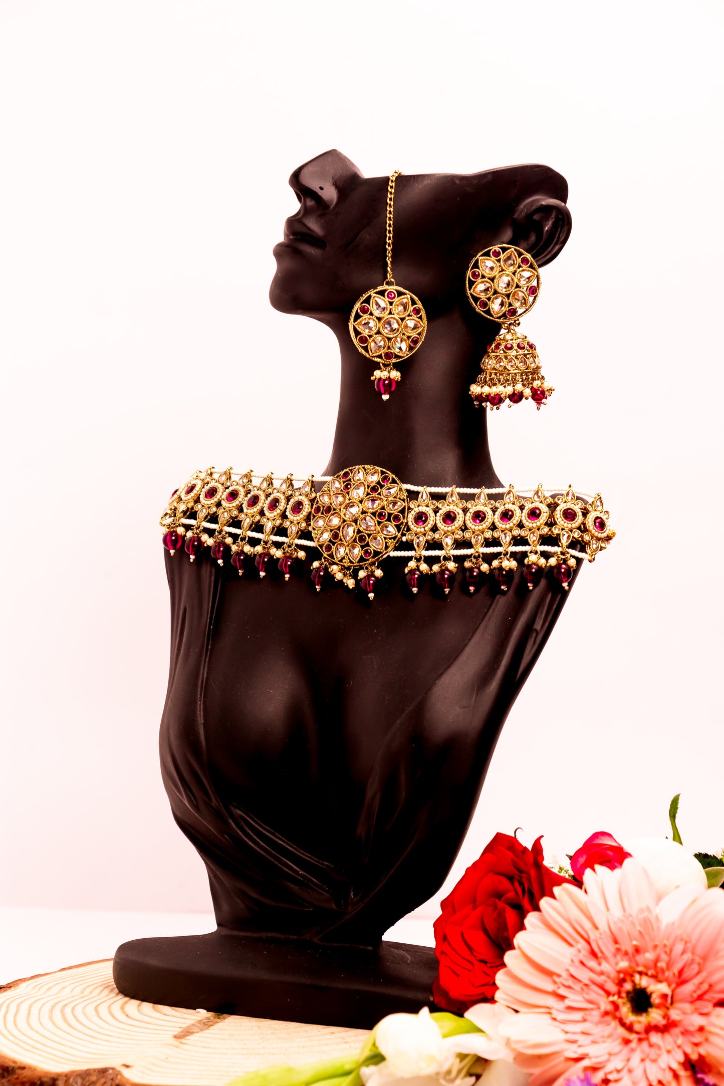 Padmini Polki Purple Choker Necklace Set