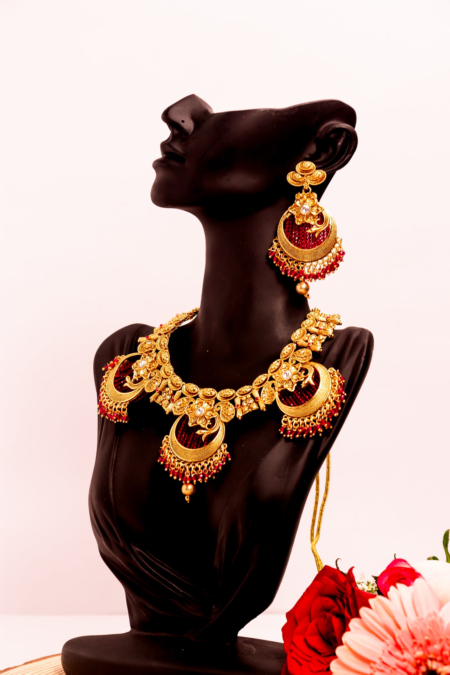 Chitralekha Elegance Ruby Necklace Set