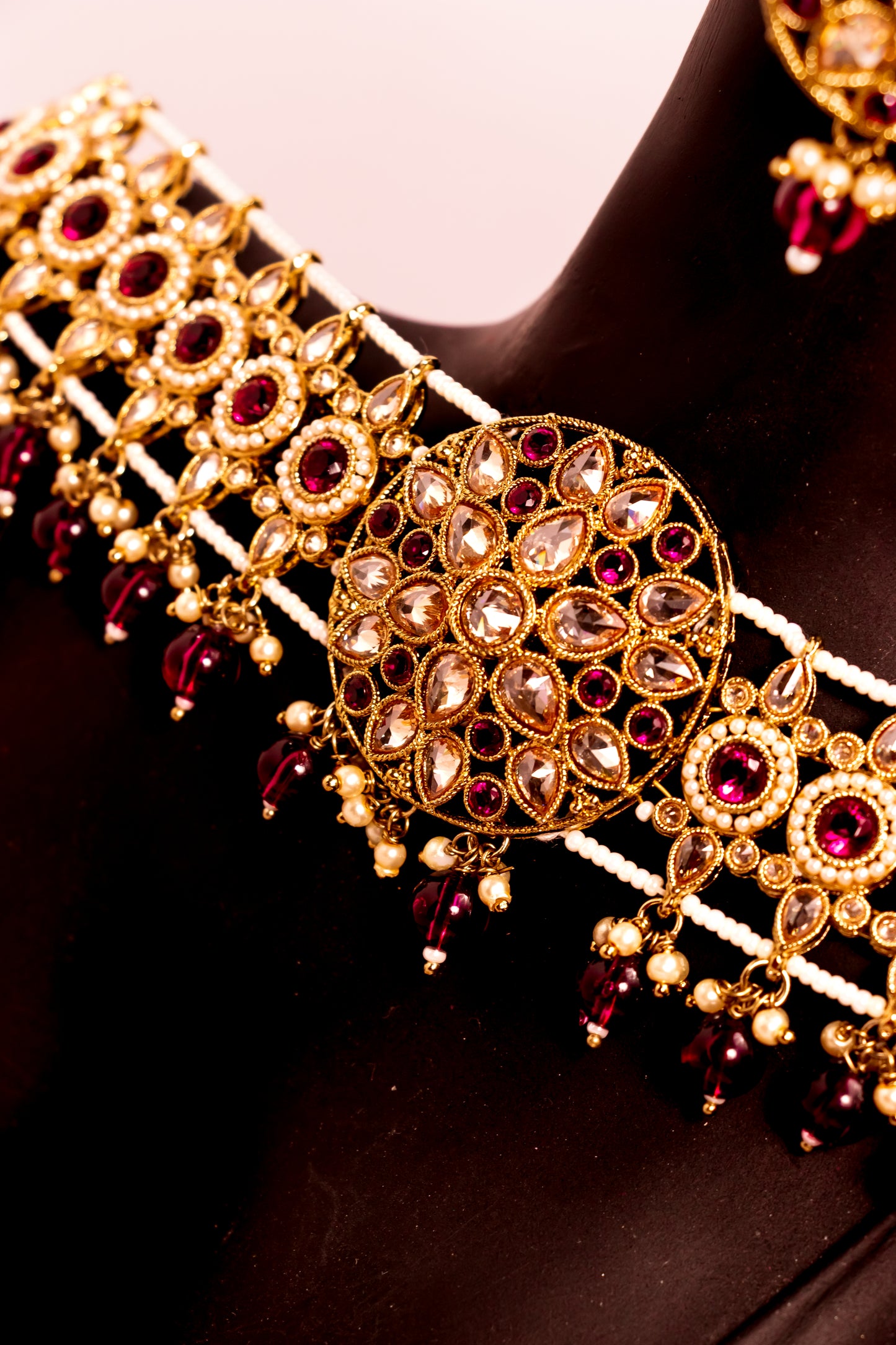 Padmini Polki Purple Choker Necklace Set