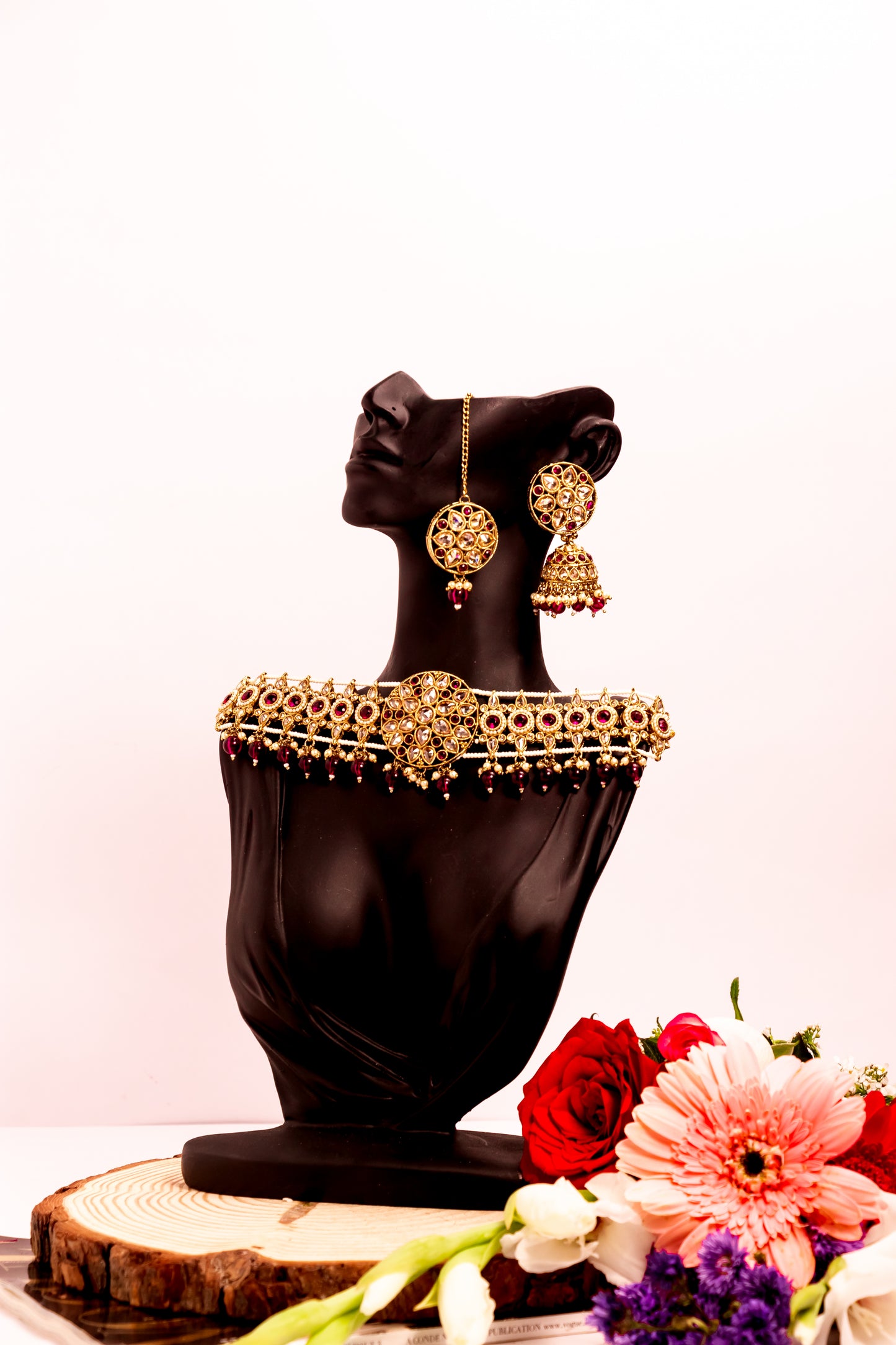 Padmini Polki Purple Choker Necklace Set