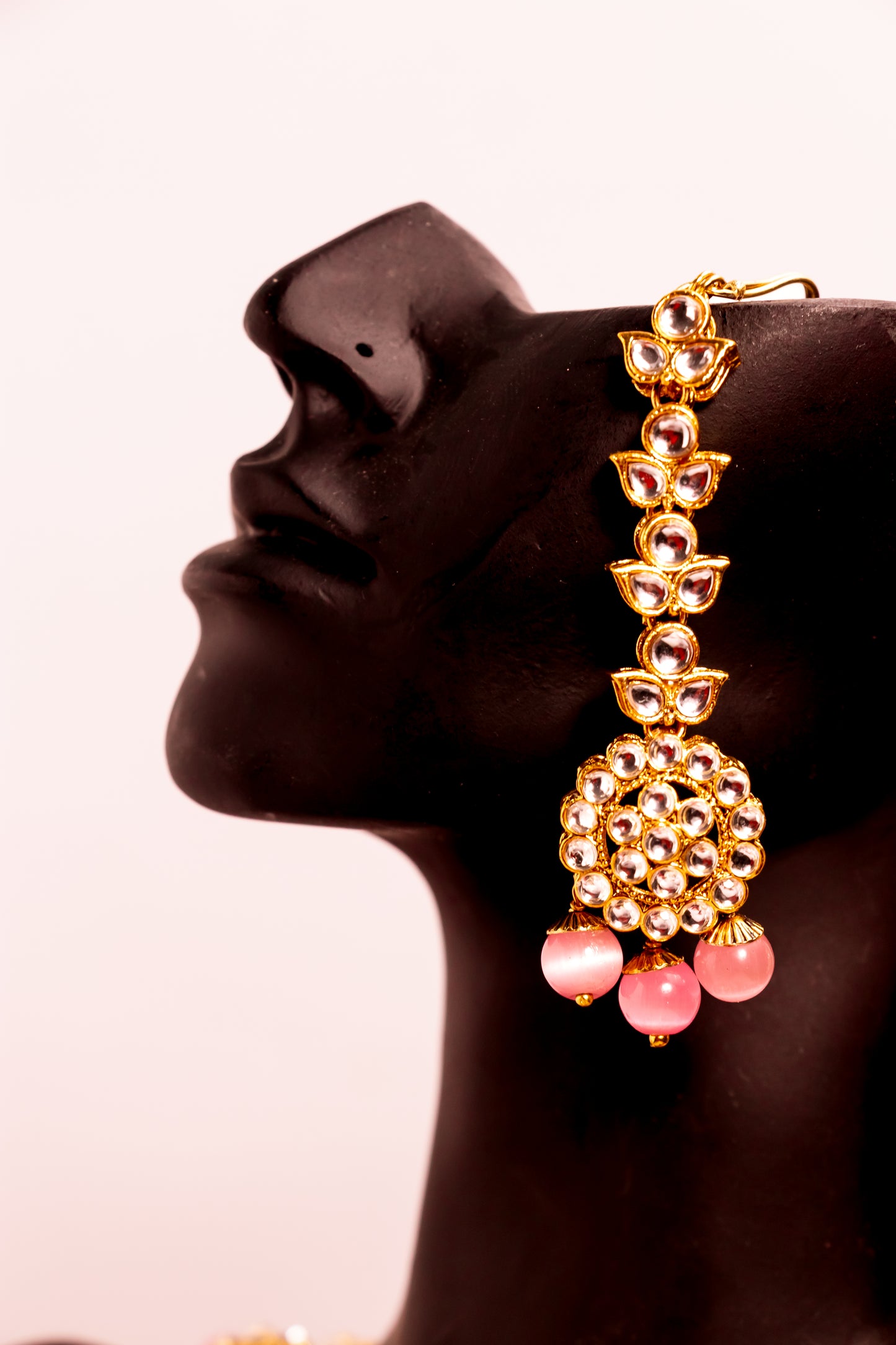 Jahan's Glow Pink Kundan Necklace Set