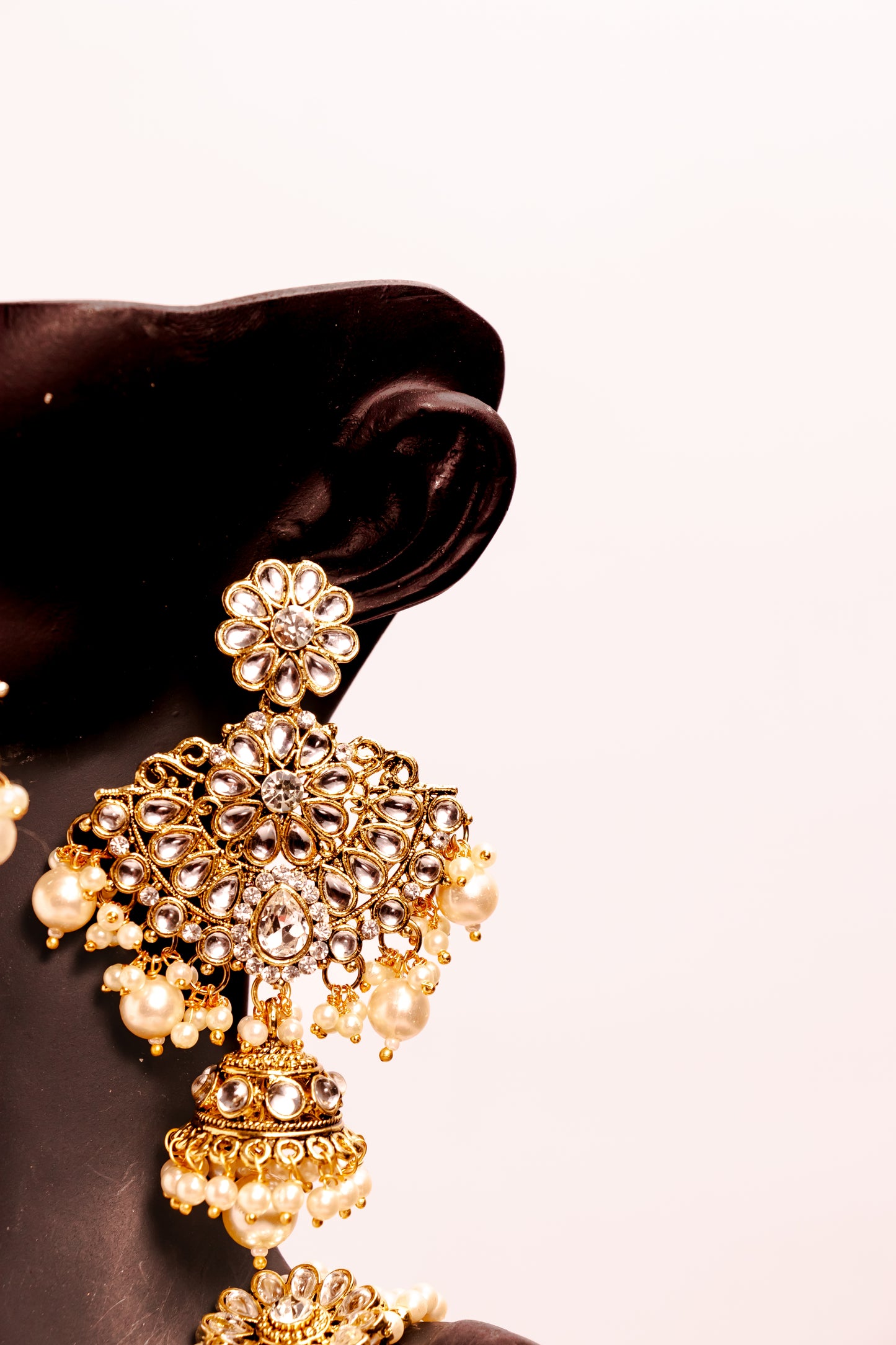 Jahan's Light Kundan & Pearl Long Necklace Set