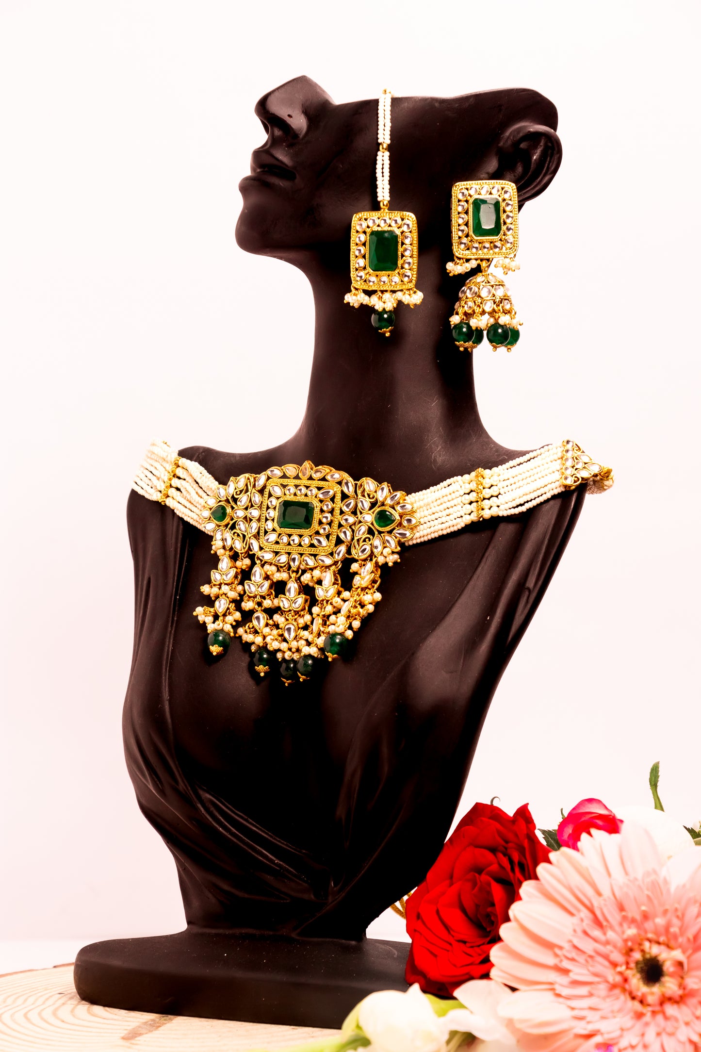 Padmavati's Silk Polki Choker Necklace Set