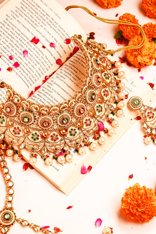 Kasturi Semi Bridal Kundan Necklace Set