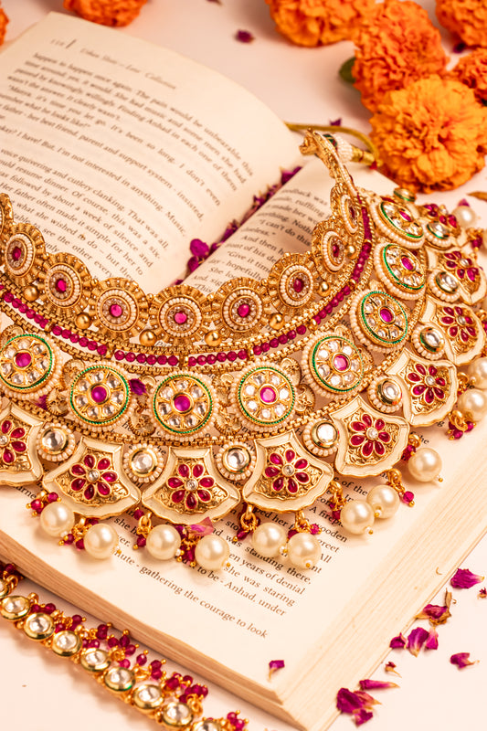 Chandrika Semi Bridal Kundan Necklace Set