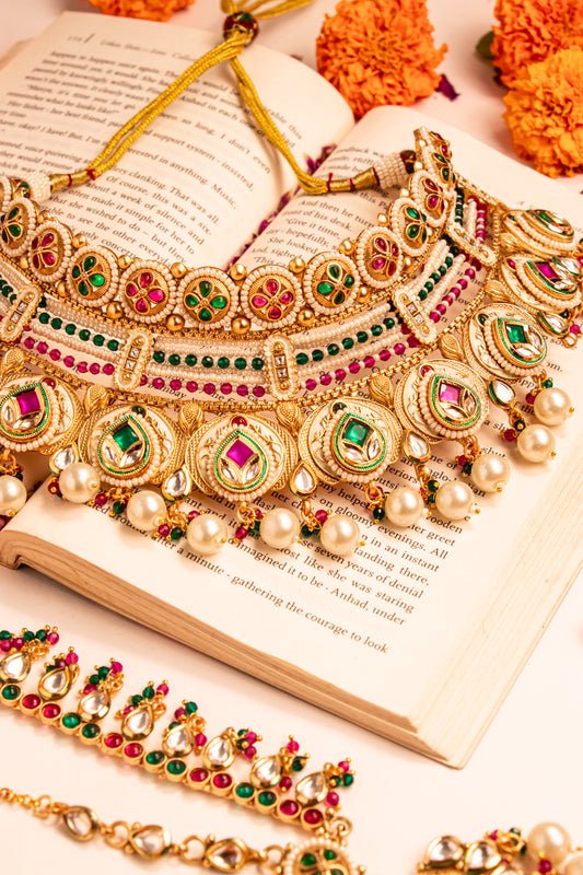 Indra Kundan Semi Bridal Necklace Set