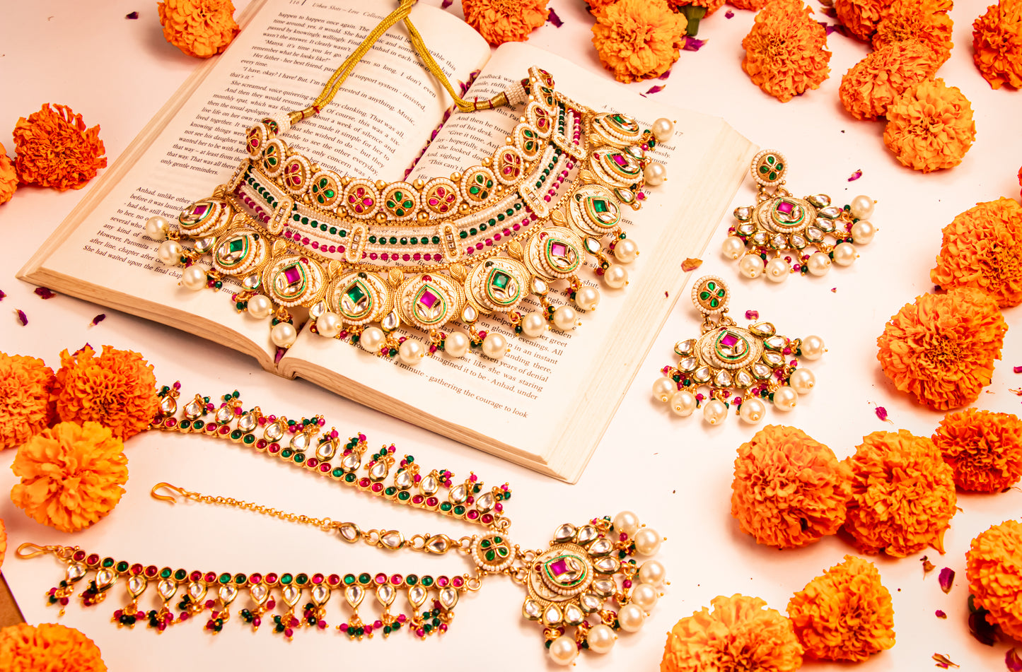 Indra Kundan Semi Bridal Necklace Set