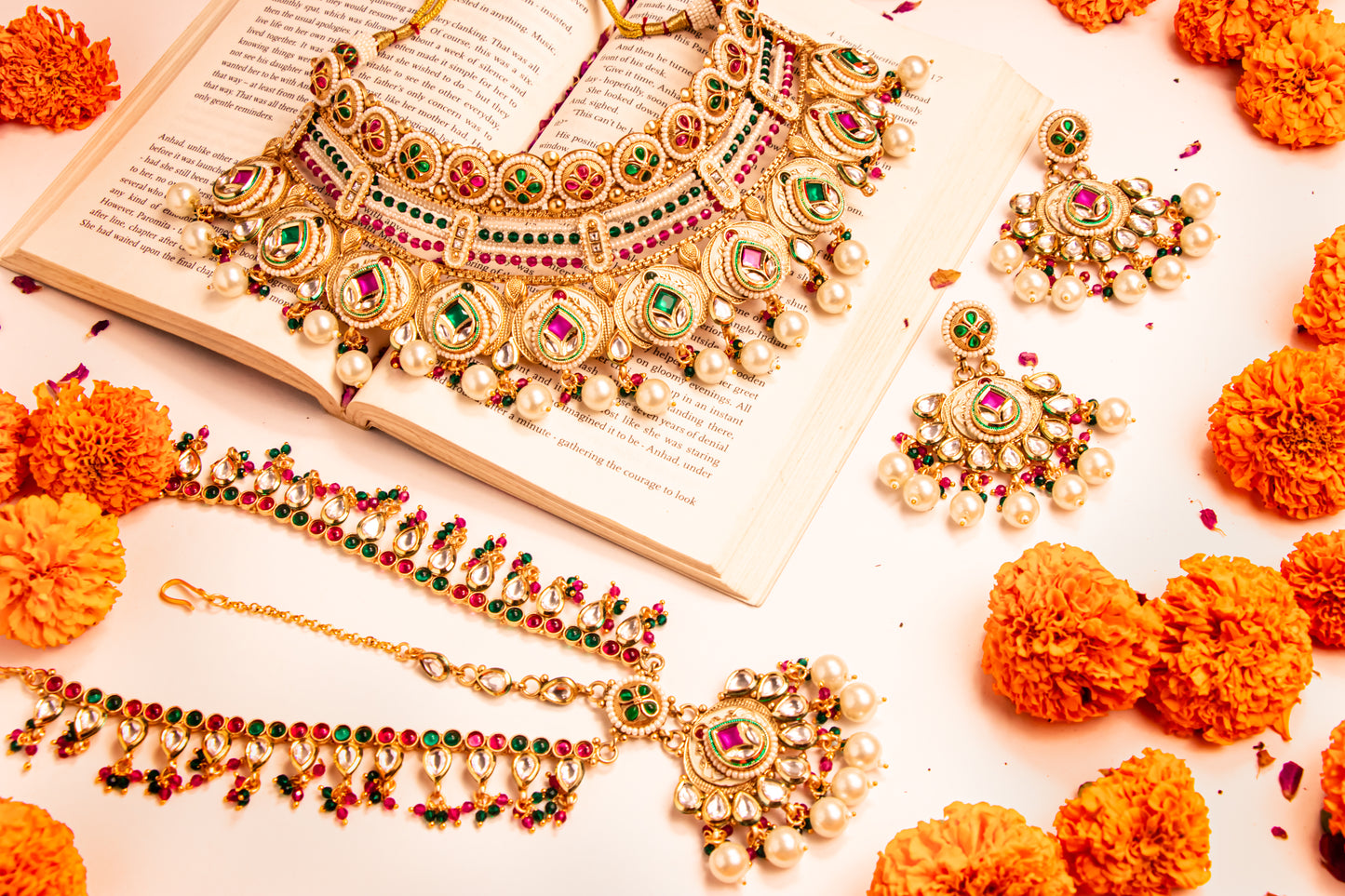 Indra Kundan Semi Bridal Necklace Set
