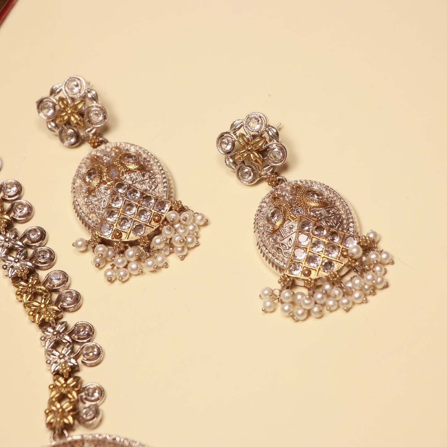 Peacock Charm Oxidized Necklace Set