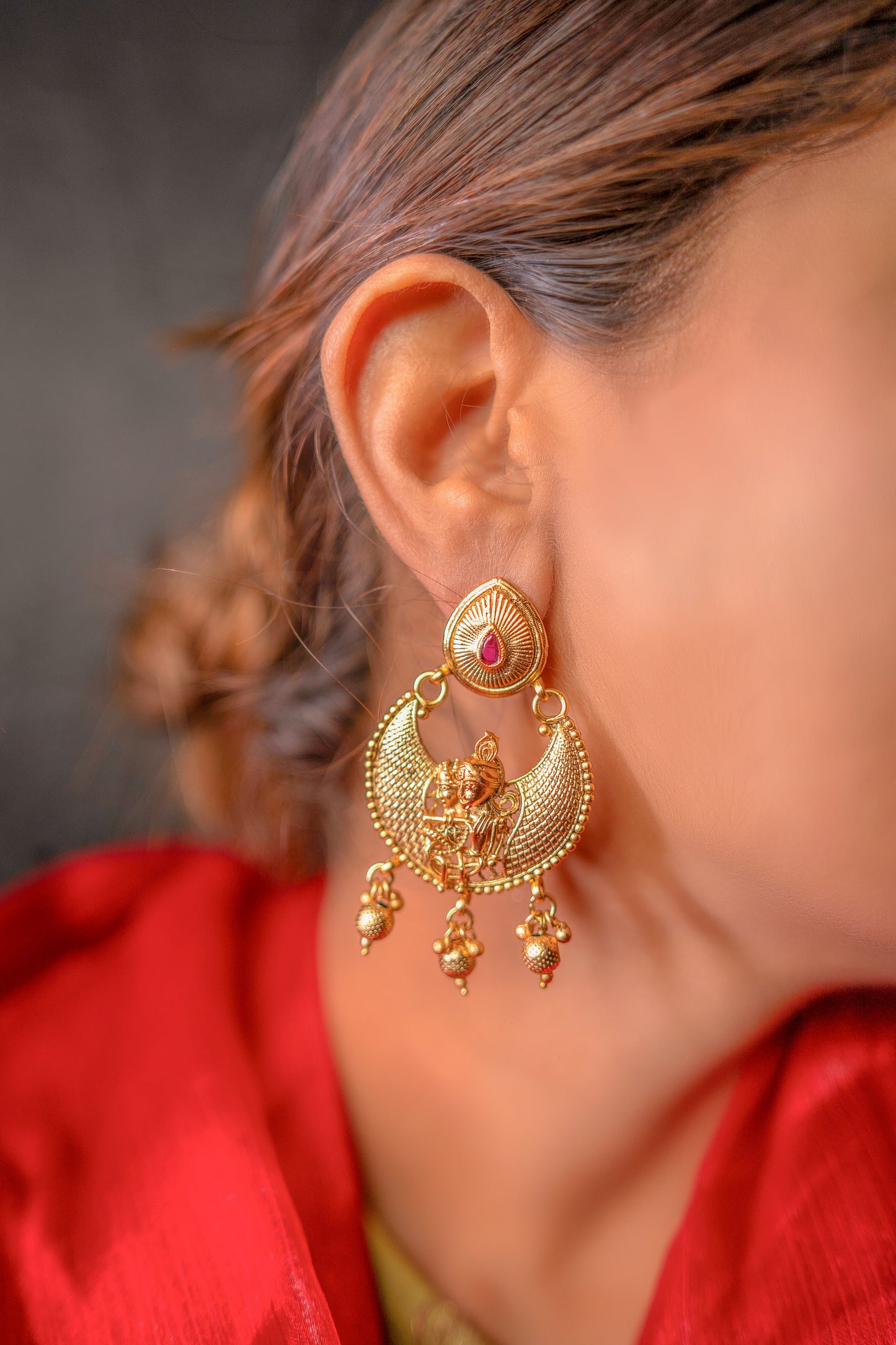 Krishna Grace Padmavati Golden Earrings