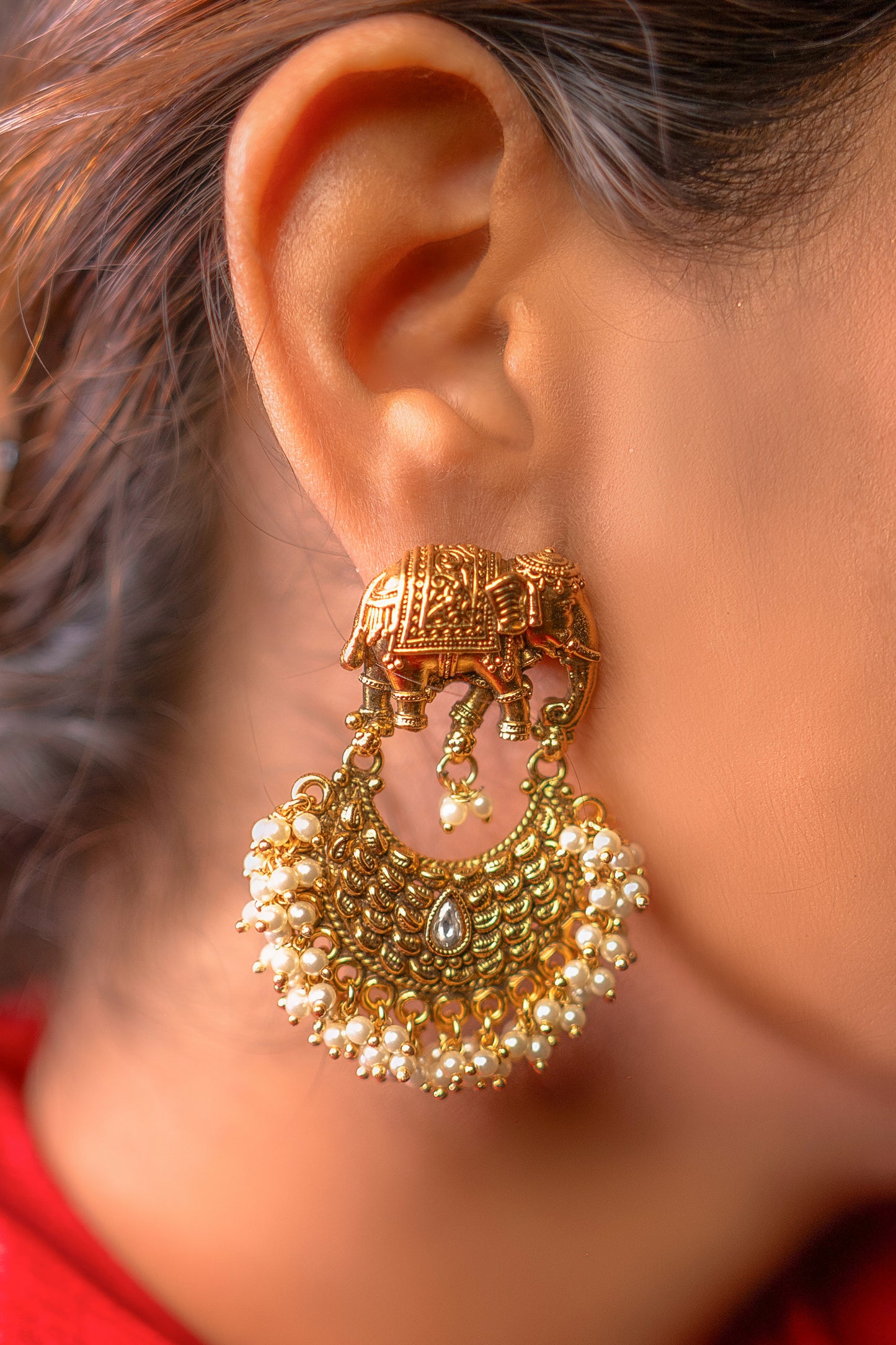 Radiant Eravat Kundan Padmavati Golden Earrings