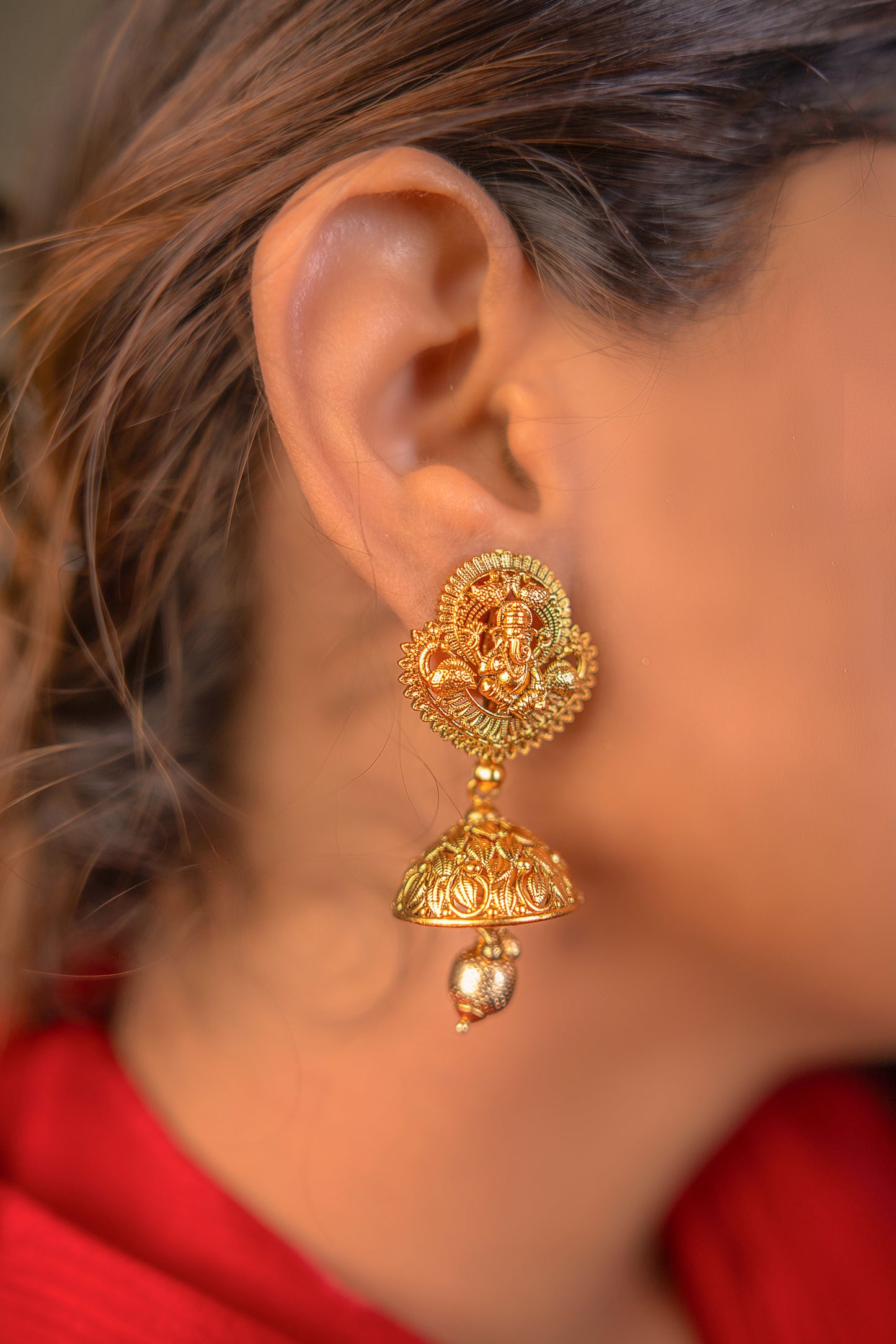God Of Grace Golden Padmavati Earrings