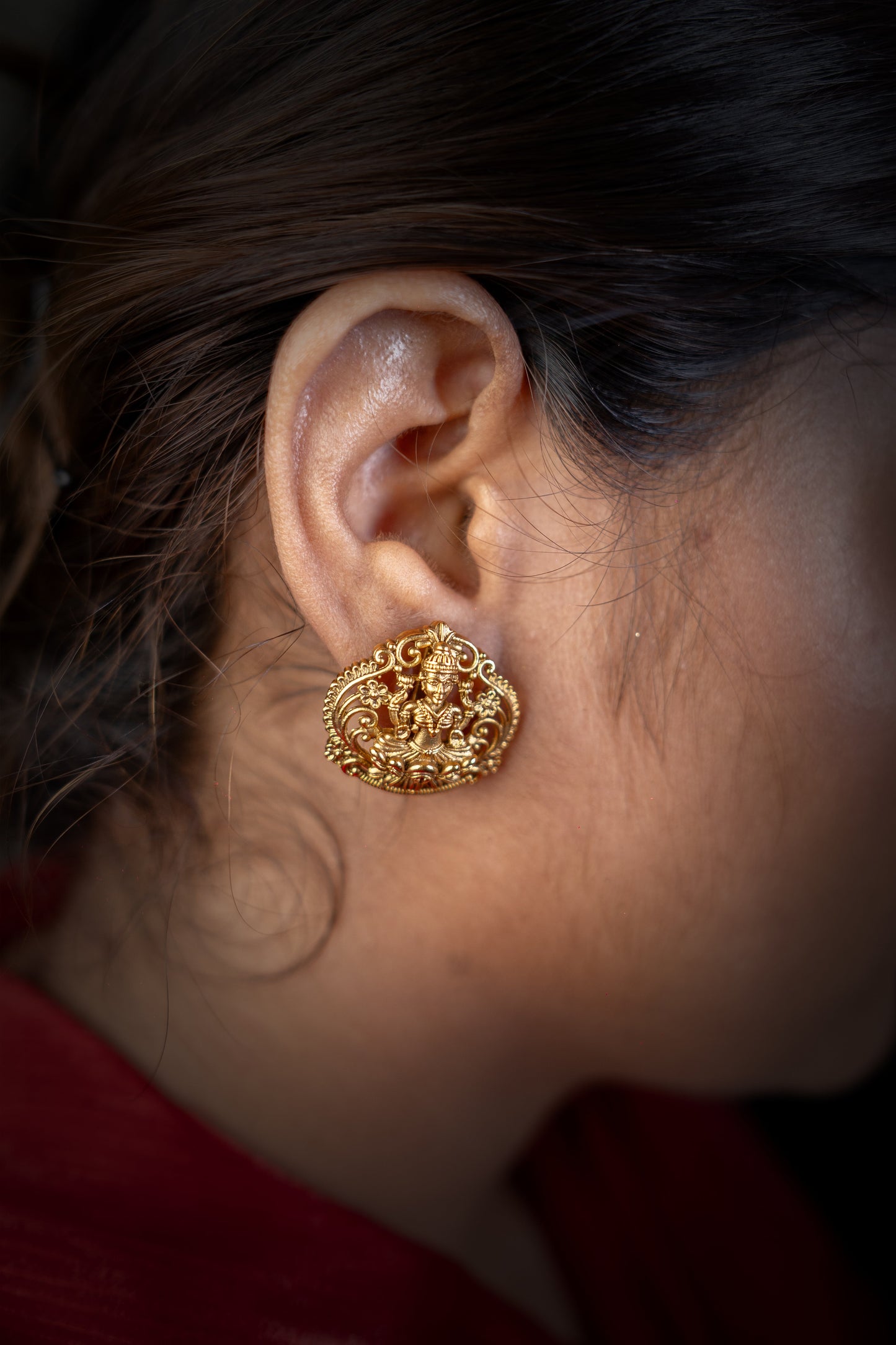 Meenakshi Golden Earrings - ELYSIAN GODDESS