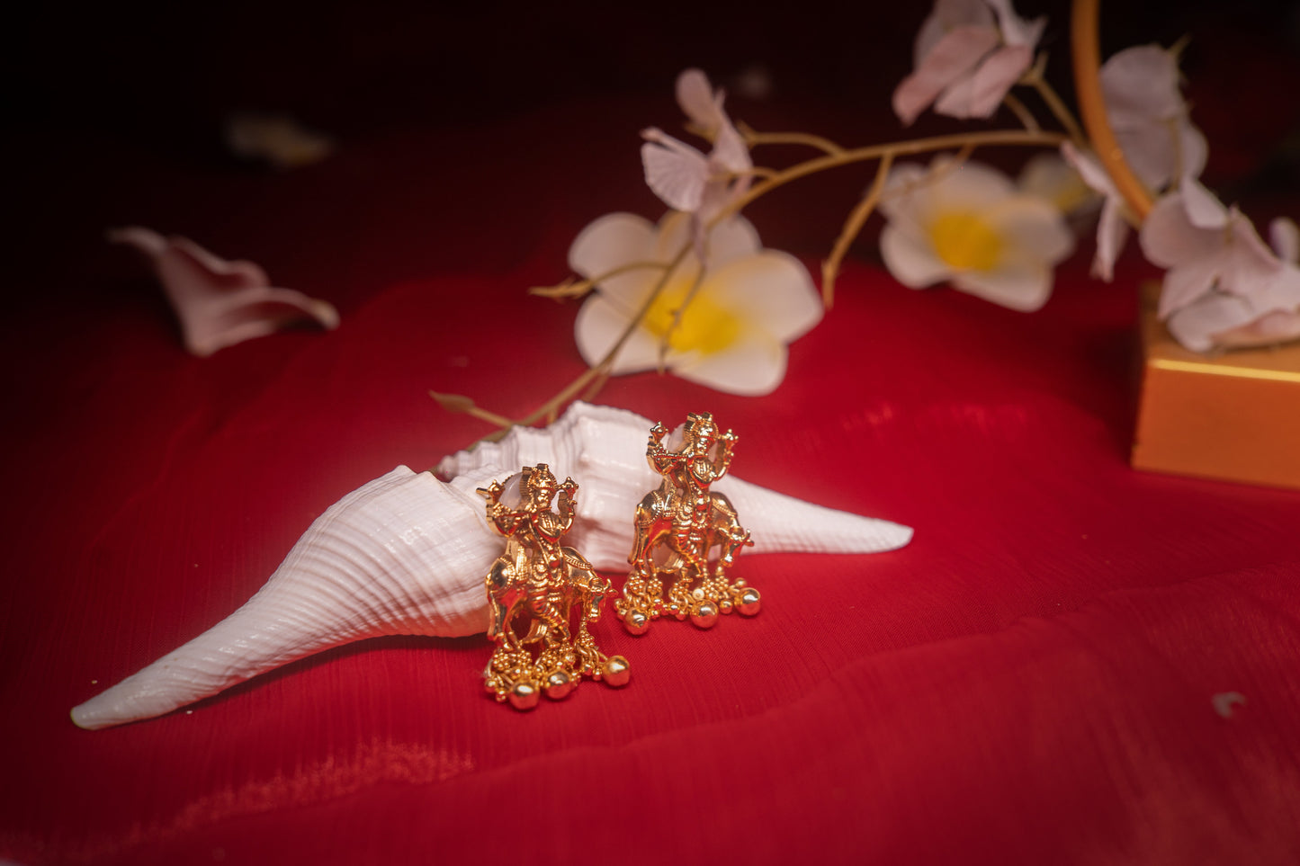 Krishna Bhakti Golden Earrings - ELYSIAN GODDESS
