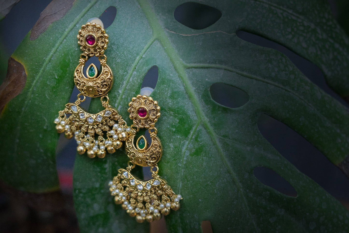 Majestic Petal Kundan Earrings - ELYSIAN GODDESS