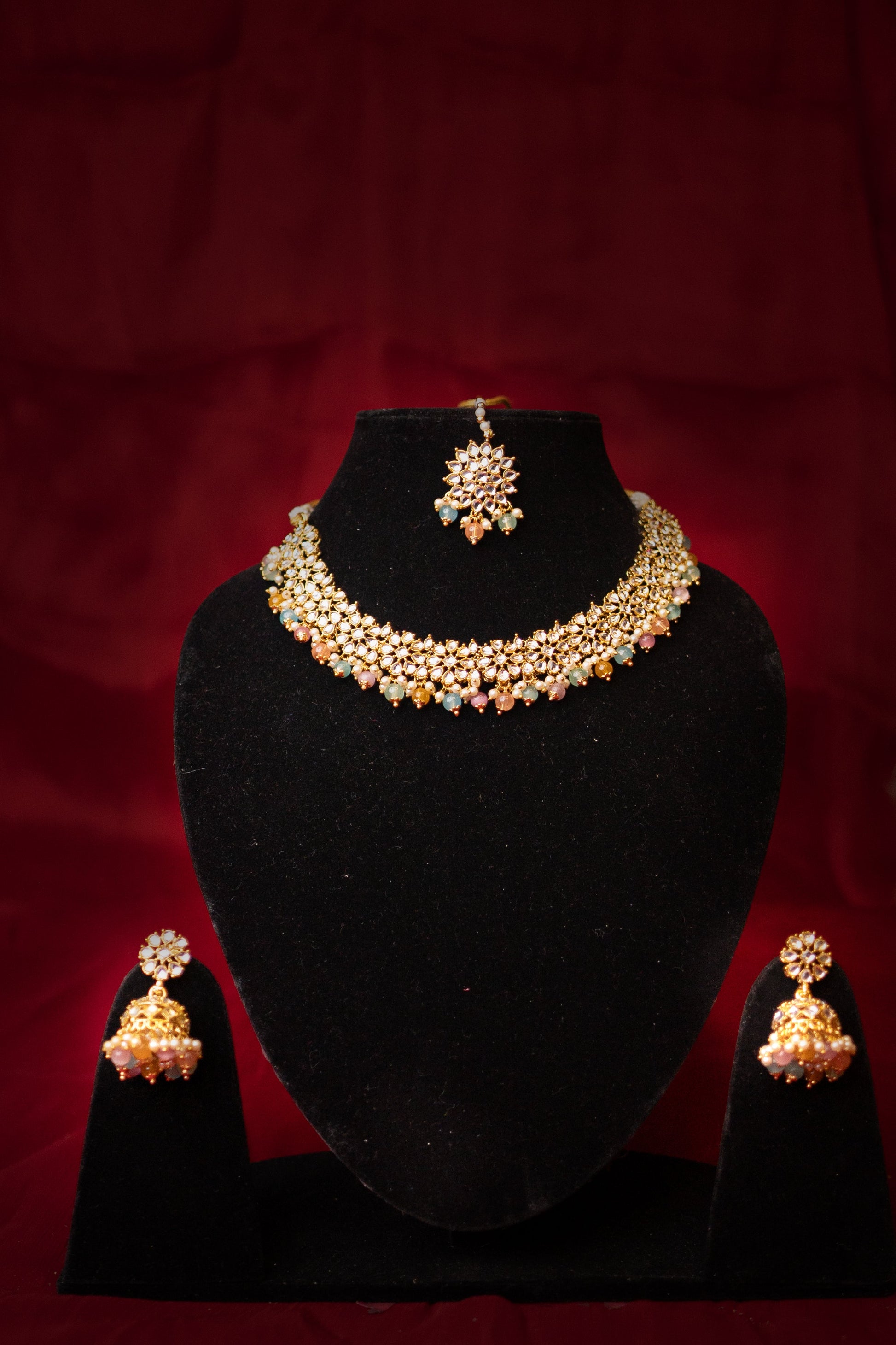 Jahan's Heart Multicolour Kundan Necklace Set - ELYSIAN GODDESS