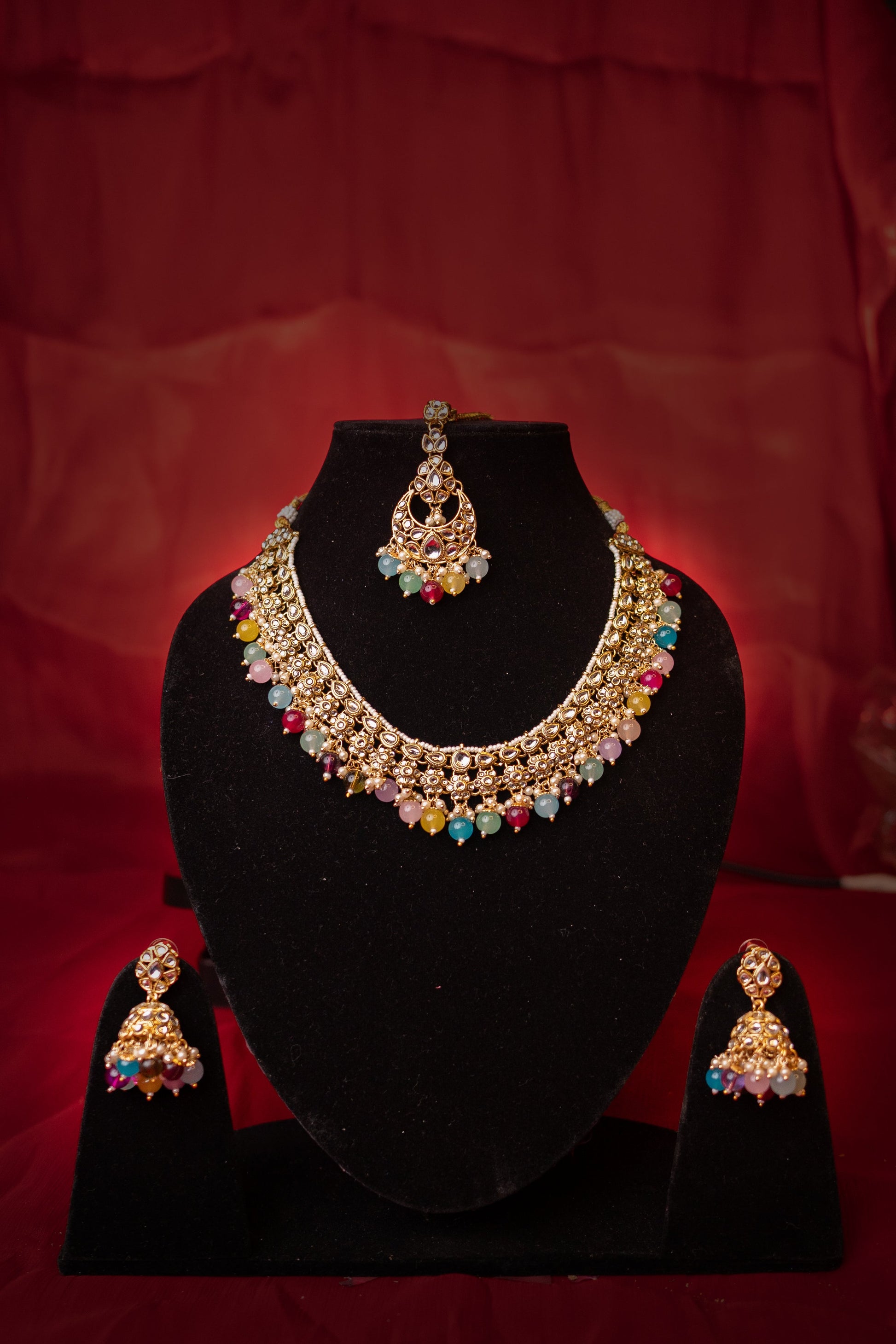 Jahan's Mirage Multicolour Kundan Necklace Set - ELYSIAN GODDESS