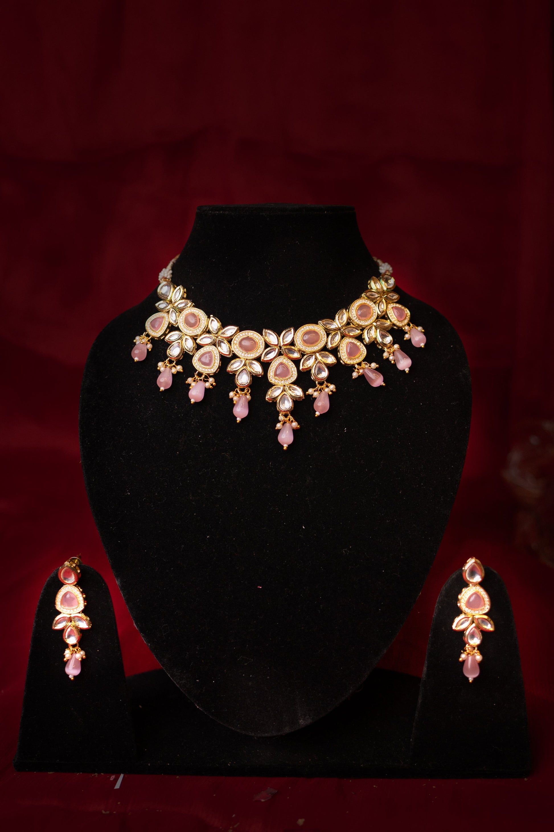 Noor's Vision Pink Kundan Necklace Set - ELYSIAN GODDESS