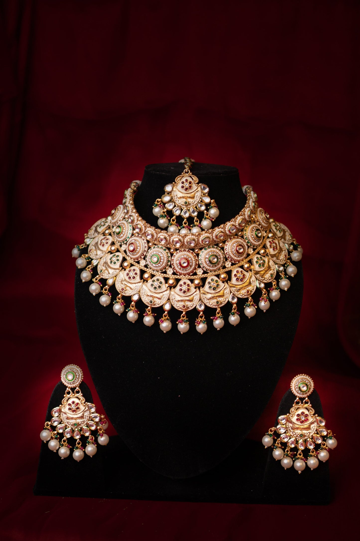 Kasturi Semi Bridal Kundan Necklace Set
