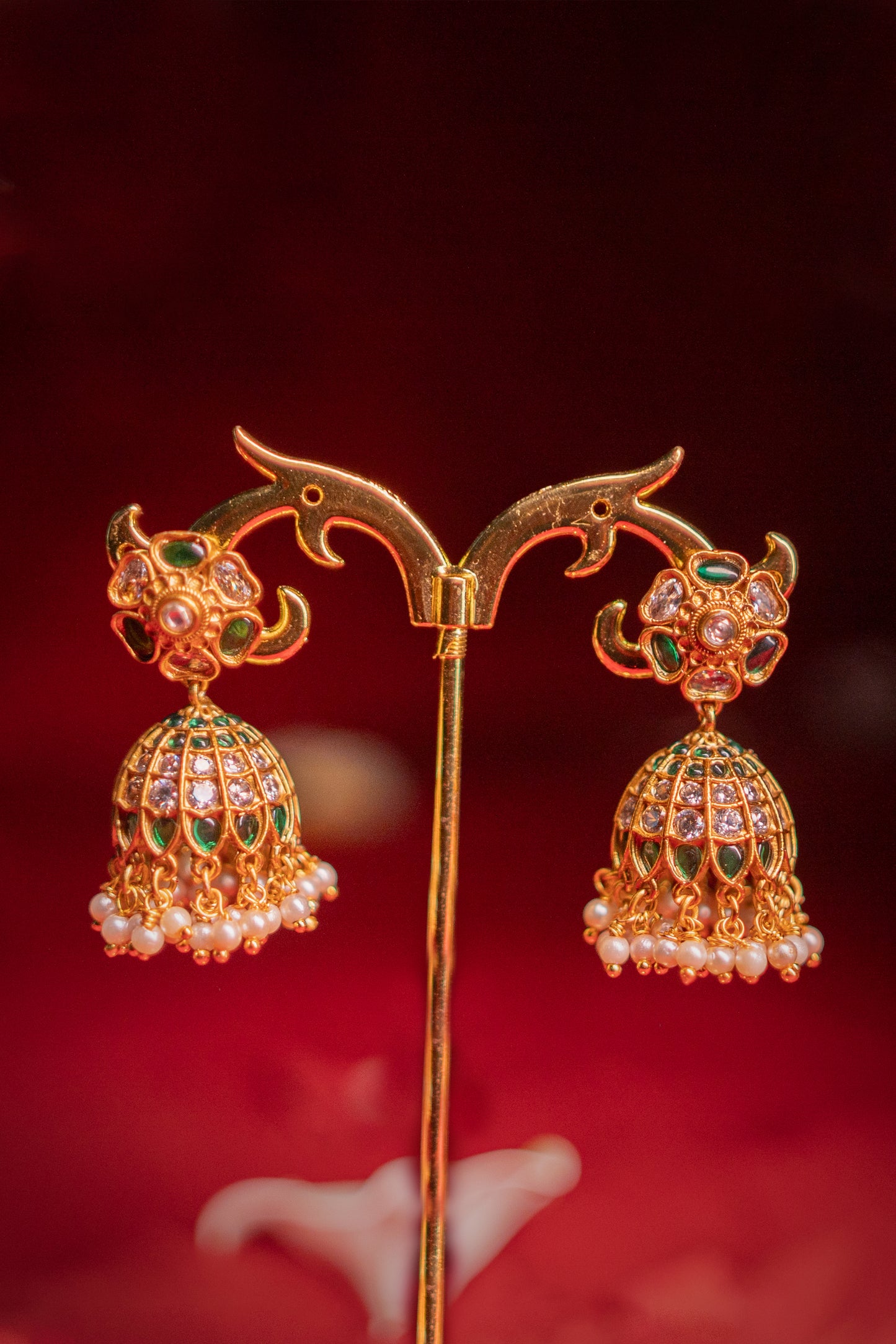 Gilded Green Padmavati Kundan Earrings