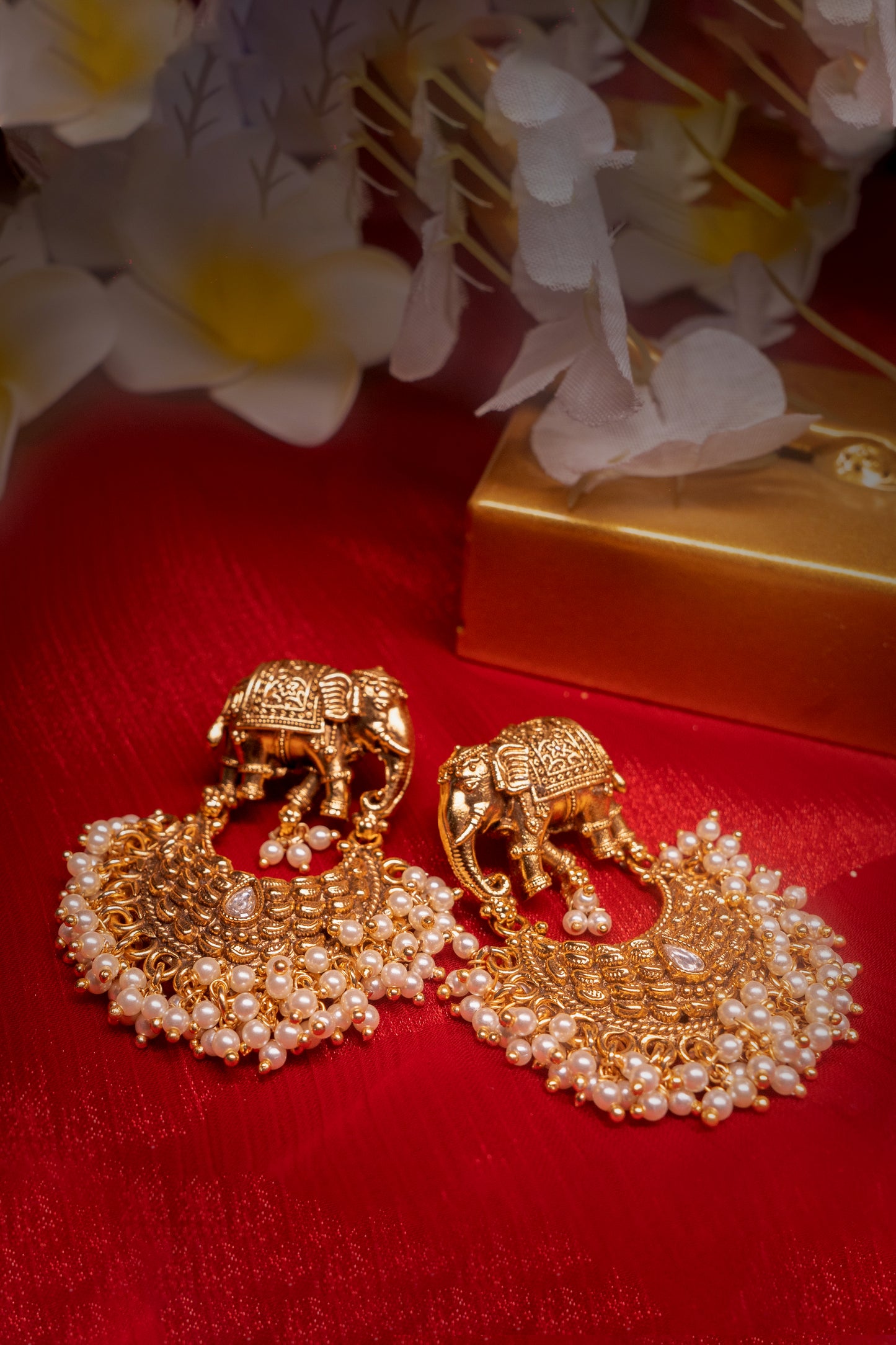 Radiant Eravat Kundan Padmavati Golden Earrings