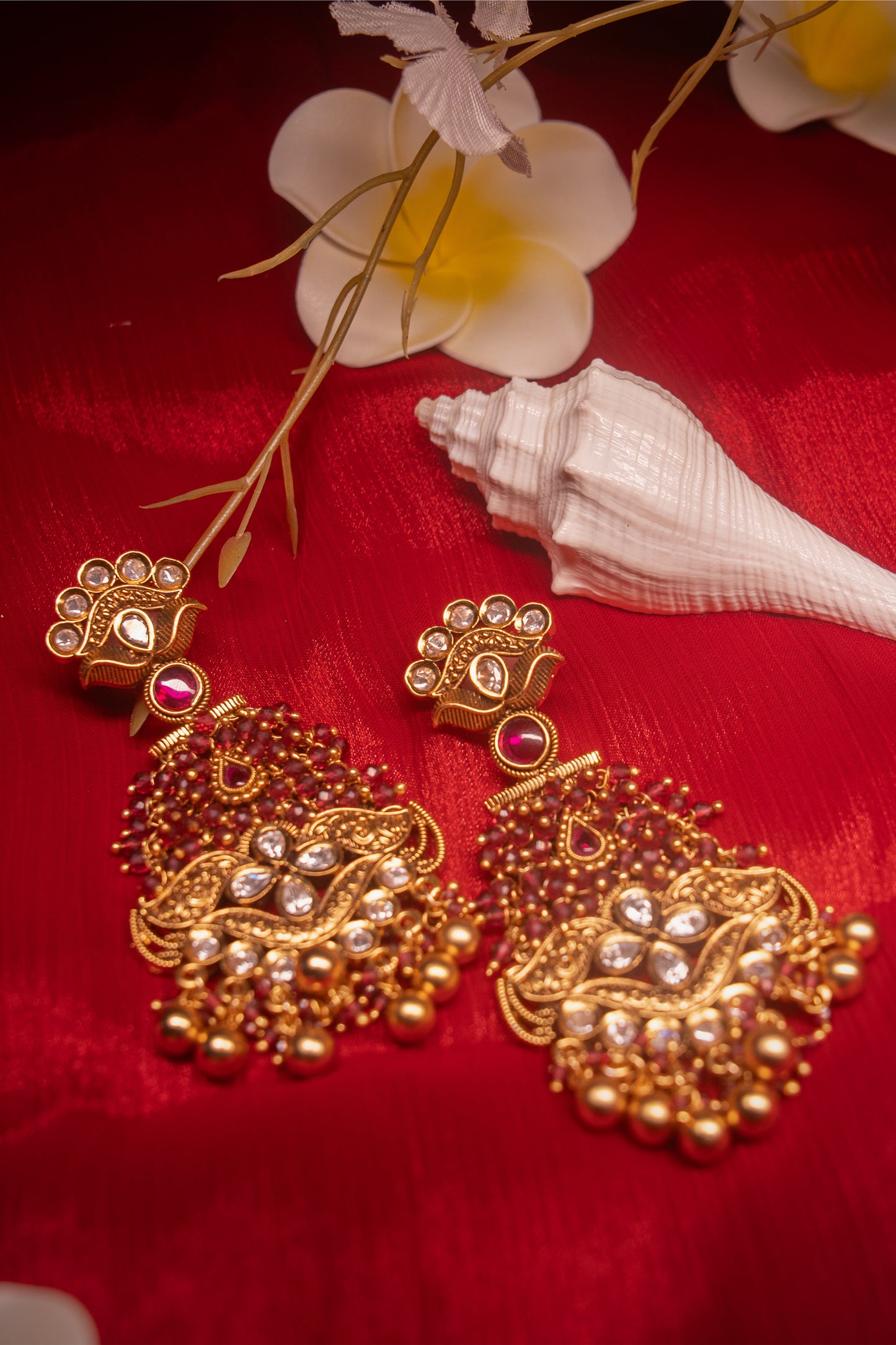Goddess of Padmavati Golden Earrings