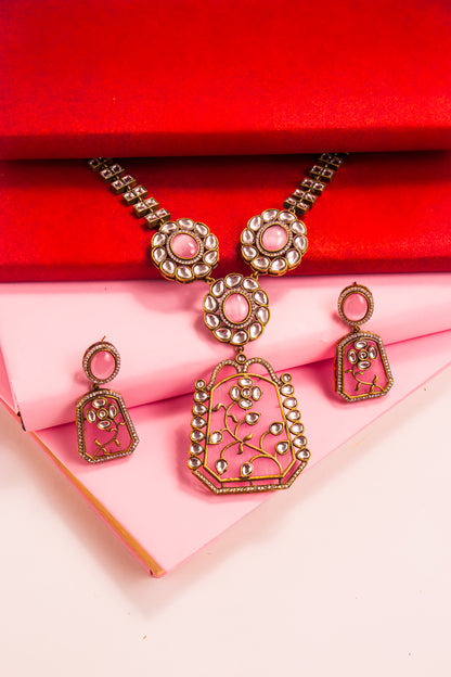 The Pink Grace Polki NecklaceSet