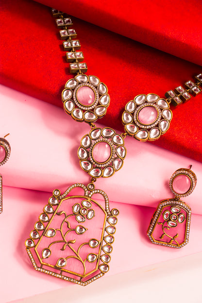 The Pink Grace Polki NecklaceSet