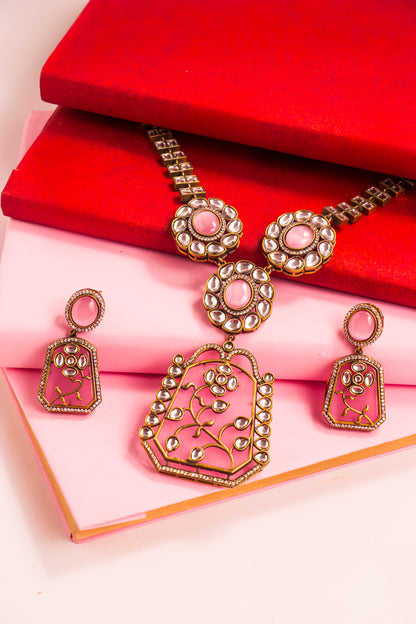 The Pink Grace Polki NecklaceSet