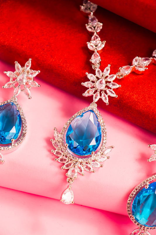 Blue Crown Necklace Set