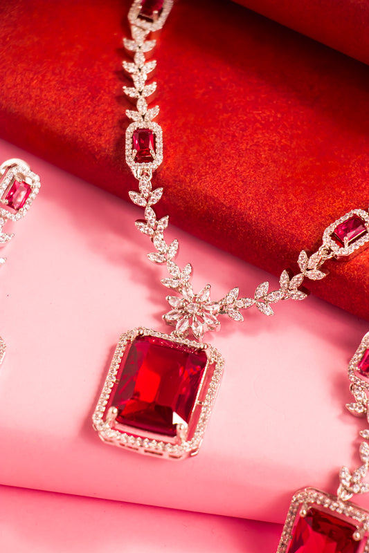 Athena’s Ruby Crown Necklace Set