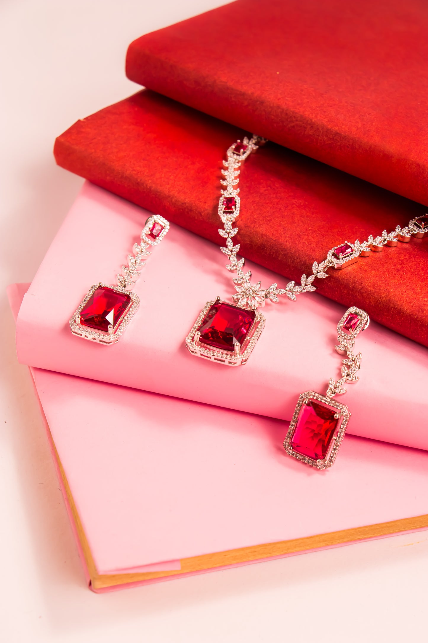 Athena’s Ruby Crown Necklace Set