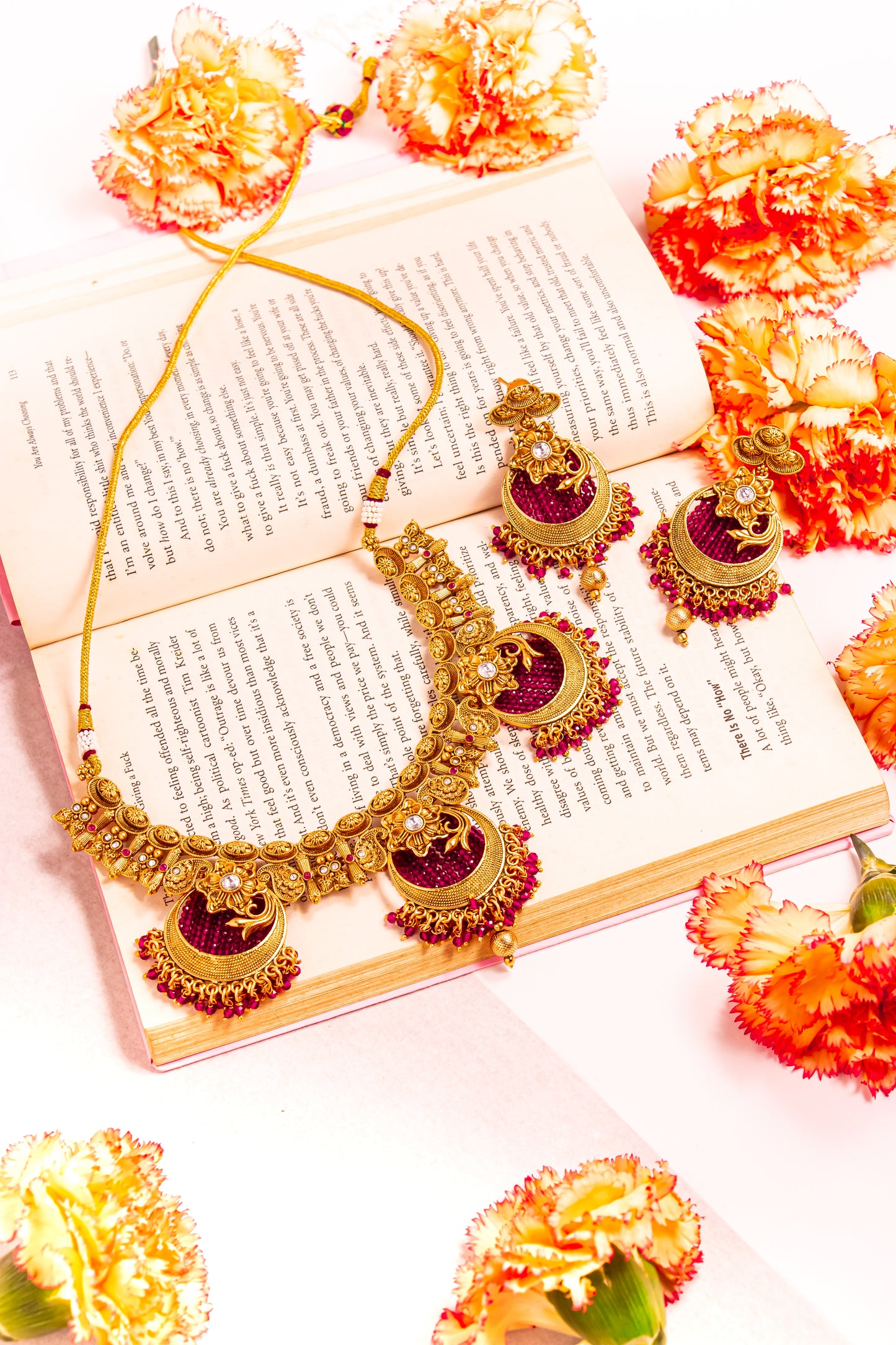 Chitralekha Elegance Ruby Necklace Set