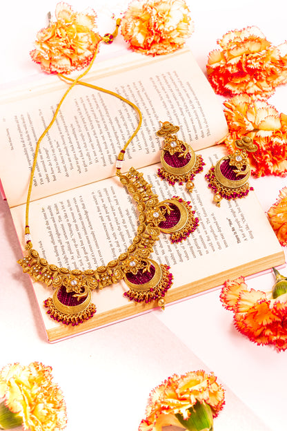 Chitralekha Elegance Ruby Necklace Set
