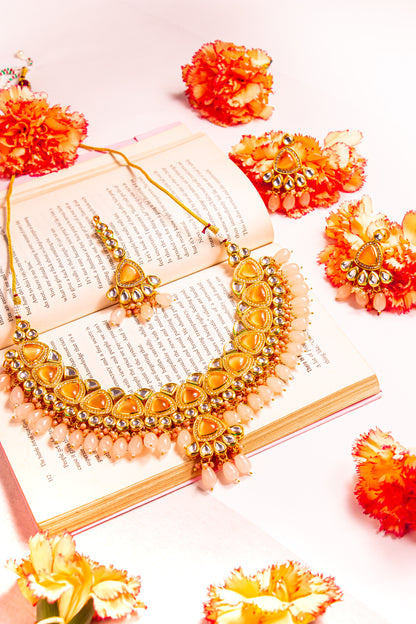 Jahan's Heritage Pink Kundan Necklace Set